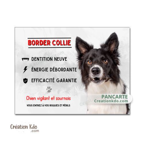 border collie panneau attention au chien vigilant humour portail plaque je monte la garde pancarte