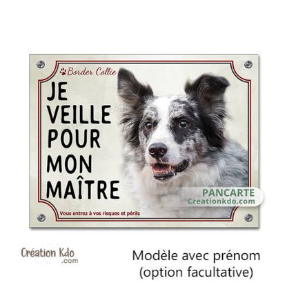panneau border collie attention au chien portail plaque je monte la garde pancarte je veille pour mon maitre
