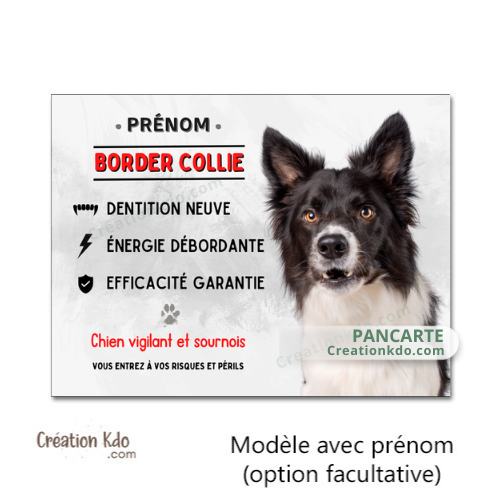 border collie panneau attention au chien vigilant humour portail plaque je monte la garde pancarte personnalisée