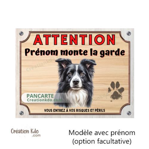 Plaque Border Collie Je monte la garde panneau Attention au chien portail personnalisé photo