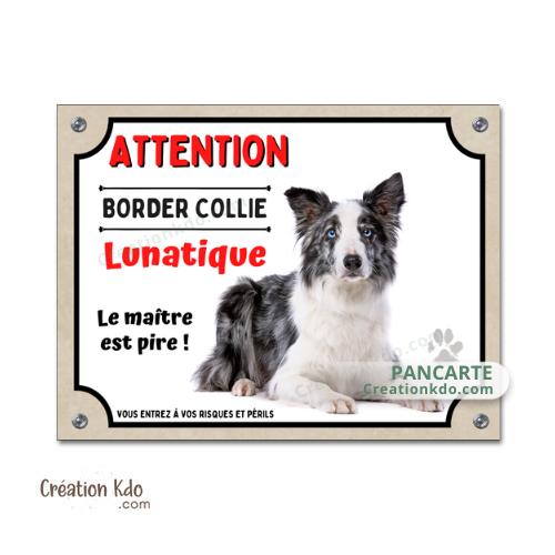 panneau border collie attention au chien lunatique portail plaque je monte la garde pancarte