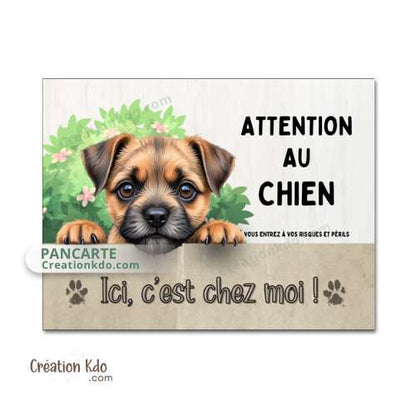 Plaque déco Border Terrier Attention au chien panneau pancarte portail je monte la garde