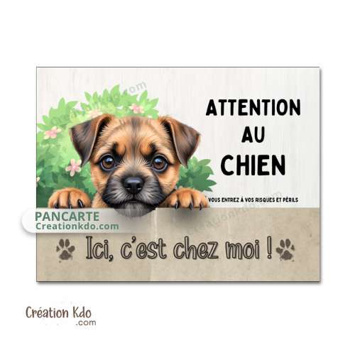 Plaque déco Border Terrier Attention au chien panneau pancarte portail je monte la garde