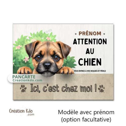 Plaque déco Border Terrier Attention au chien panneau pancarte portail personnalisé