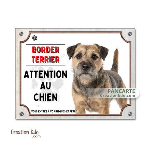Plaque Border Terrier Attention au chien panneau pancarte dissuasive pour portail