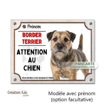 Plaque Border Terrier Attention au chien panneau pancarte dissuasive pour portail je monte la garde photo