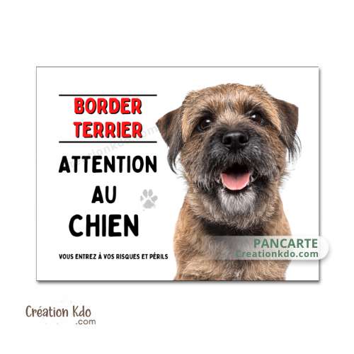 Plaque Border Terrier Attention au chien panneau portail pancarte dissuasive