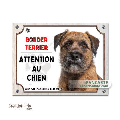 Plaque je monte la garde photo de Border Terrier Attention au chien panneau pancarte portail