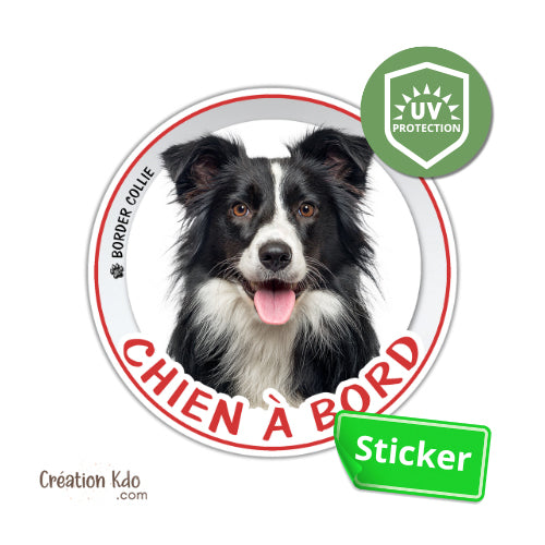 sticker border collie chien à bord photo autocollant voiture rond