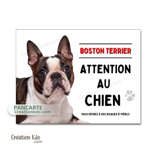 Plaque Boston terrier Je monte la garde panneau Attention au chien pancarte en aluminium pour portail