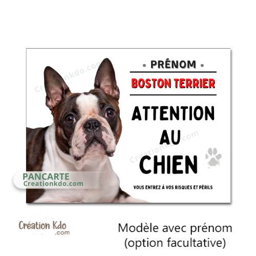 Plaque Boston terrier Je monte la garde panneau Attention au chien pancarte en aluminium pour portail à personnaliser photo