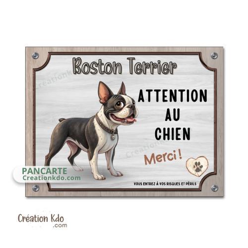 Plaque Boston Terrier panneau Attention au chien Merci pancarte je monte la garde