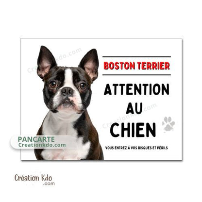 plaque boston terrier je monte la garde panneau portail attention au chien à personnaliser pancarte aluminium