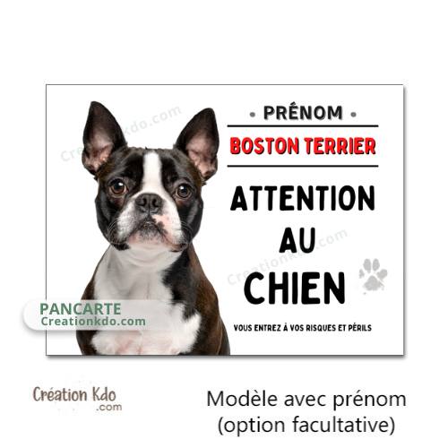 plaque boston terrier je monte la garde panneau portail attention au chien à personnaliser pancarte aluminium