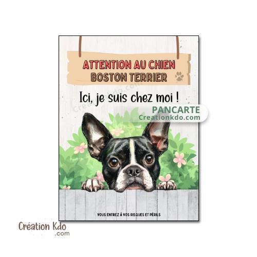 panneau boston terrier attention au chien plaque je monte la garde pancarte dissuasive en aluminium