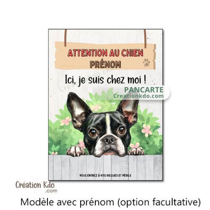 panneau boston terrier attention au chien plaque je monte la garde pancarte dissuasive en aluminium personnalisée