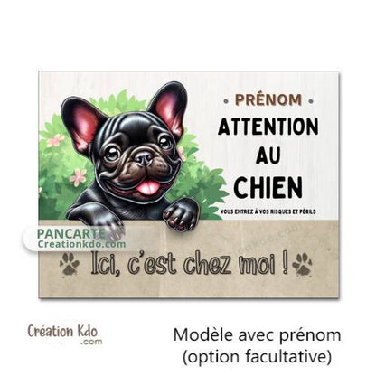 panneau bouledogue français attention au chien plaque je monte la garde pancarte
