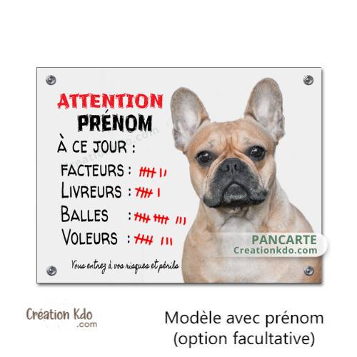 panneau bouledogue français humour attention au chien plaque je monte la garde pancarte