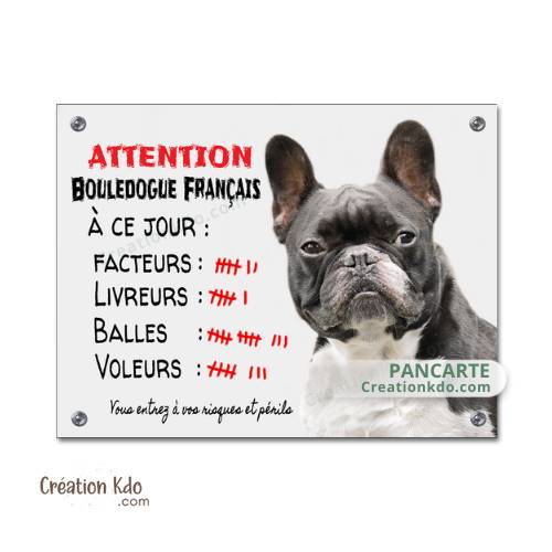 panneau bouledogue français humour attention au chien plaque je monte la garde pancarte