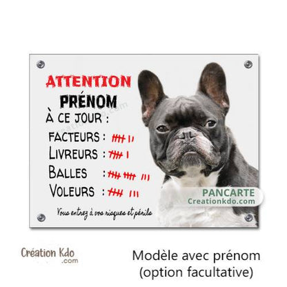 panneau bouledogue français humour attention au chien plaque je monte la garde pancarte personnalisée