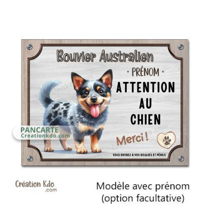 Plaque Bouvier Australien panneau je monte la garde pancarte attention au chien Merci déco maison personnalisé
