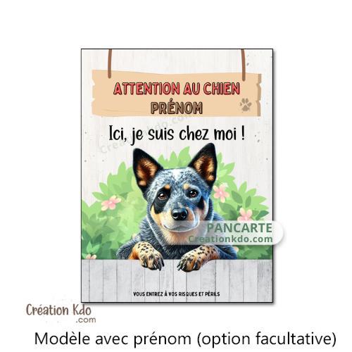 Plaque Bouvier Australien panneau Attention au chien je suis chez moi pancarte portail

