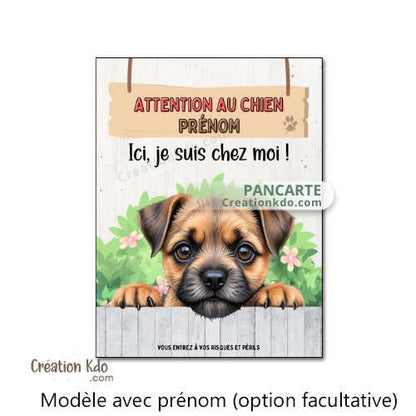 Plaque Border Terrier Attention au chien je suis chez moi panneau pancarte portail monte la garde