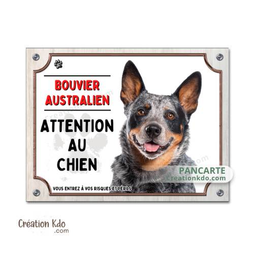 Plaque Bouvier Australien panneau photo Attention au chien pancarte portail ou porte je monte la garde
