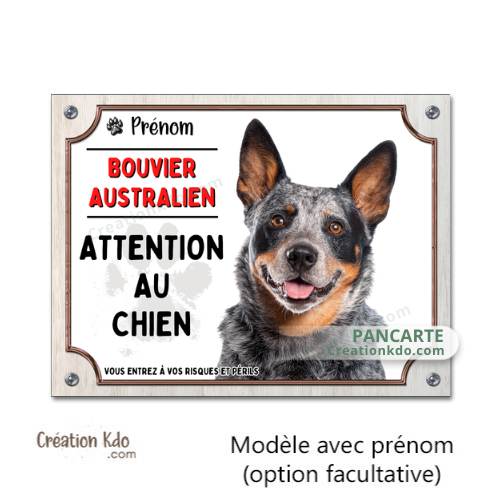 Plaque Bouvier Australien panneau photo Attention au chien pancarte je monte la garde