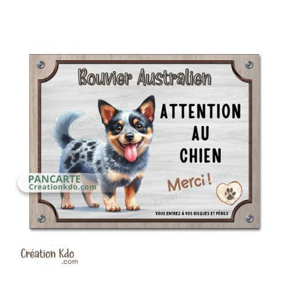 Plaque Bouvier Australien panneau je monte la garde pancarte attention au chien Merci déco maison