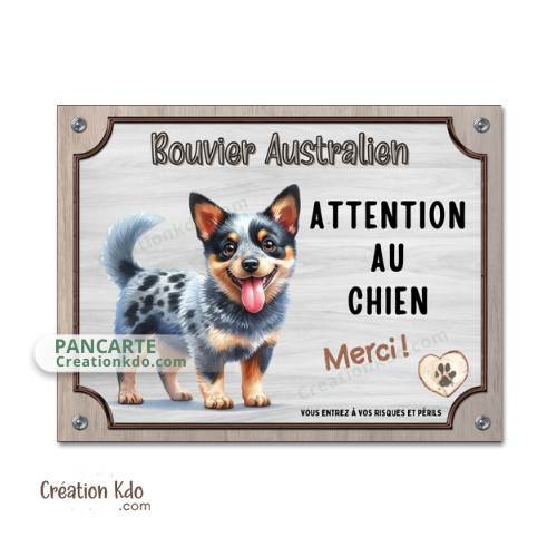 Plaque Bouvier Australien panneau je monte la garde pancarte attention au chien Merci déco maison