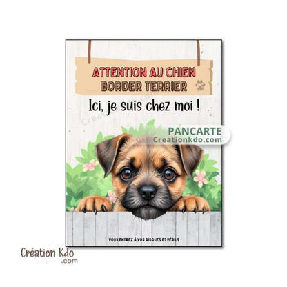 Plaque Border Terrier Attention au chien je suis chez moi panneau pancarte portail