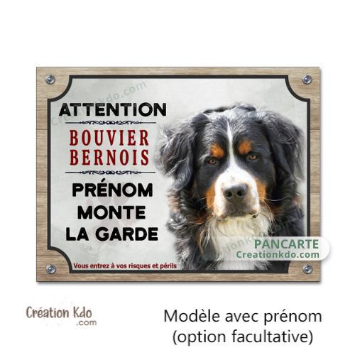 Plaque Bouvier Bernois monte la garde panneau attention au chien portail en aluminium