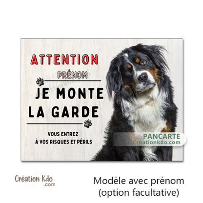 Plaque Bouvier Bernois panneau Je veille monte la garde en aluminium personnalisé photo