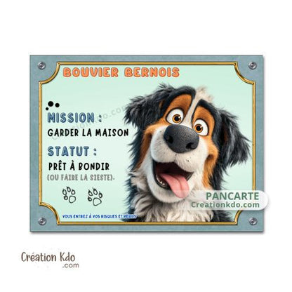 bouvier bernois je monte la garde humoristique chien panneau plaque