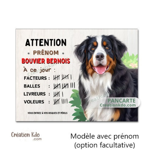 Plaque humour chien Bouvier Bernois à ce jour compte ses trophées panneau personnalisé
