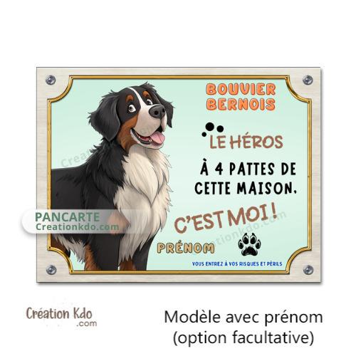 panneau humoristique bouvier bernois monte la garde plaque chien