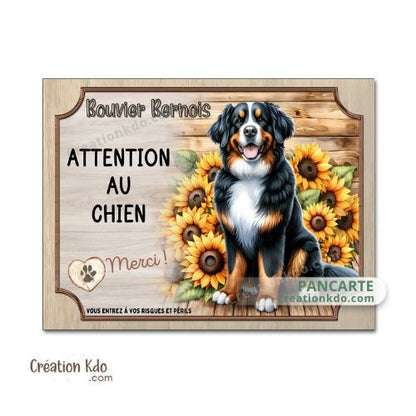 Plaque Bouvier Bernois panneau attention au chien Merci décorative maison