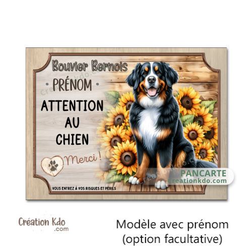 panneau je monte la garde aluminium bouvier bernois