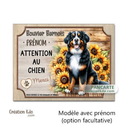 panneau je monte la garde aluminium bouvier bernois