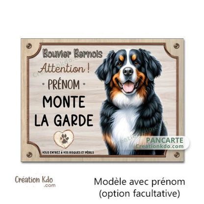 panneau bouvier bernois attention au chien plaque je monte la garde pancarte à personnaliser