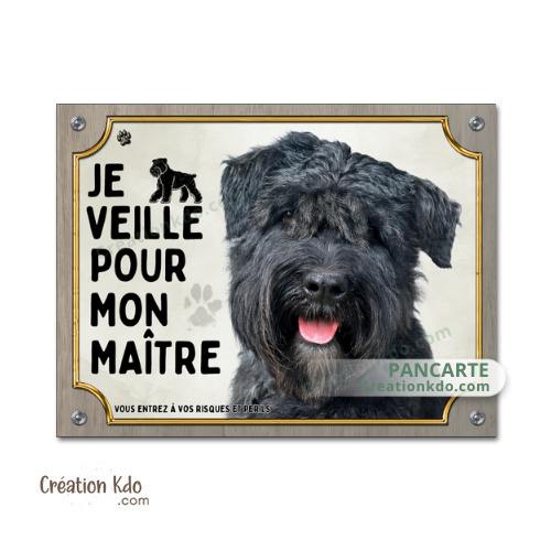 panneau attention bouvier des flandres je monte la garde plaque chien portail