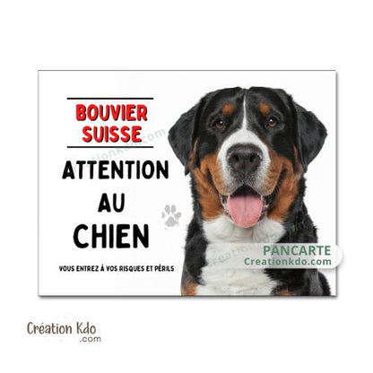 panneau attention bouvier suisse monte la garde plaque chien portail pancarte