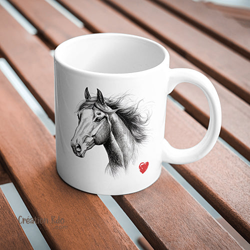 mug cheval dessin crayon tasse cadeau chevaux équestre
