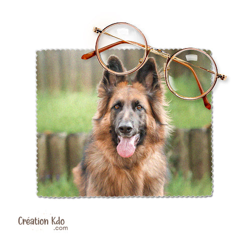 essuie lunette photo chien berger allemand chamoisine petit chiffon nettoyant microfibre
