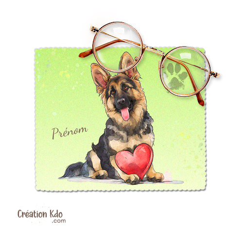 chiffon à lunettes chien berger allemand chiffonnette essuie lunette lingette chamoisine