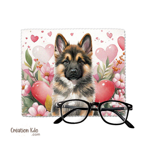 Chiffon à lunette chiot berger allemand essuie lunette chiffonnette chamoisine motif chien