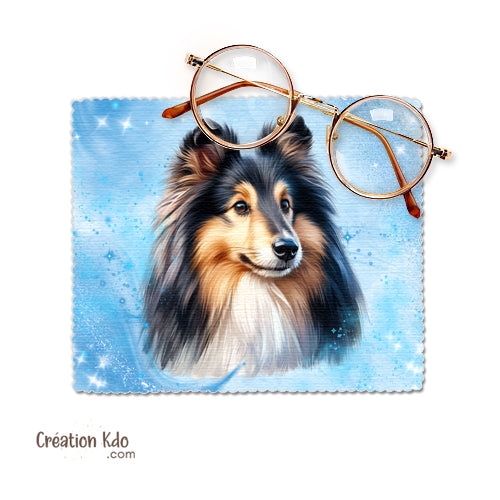 Essuie-lunette Berger des Shetland tricolore Sheltie Chiffonnette tissu microfibre je monte la garde plaque