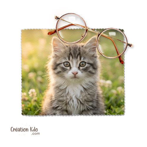 Essuie-Lunettes Chaton Angora en Microfibre - Chiffonnette Nettoyage idée cadeau personnalisé chat