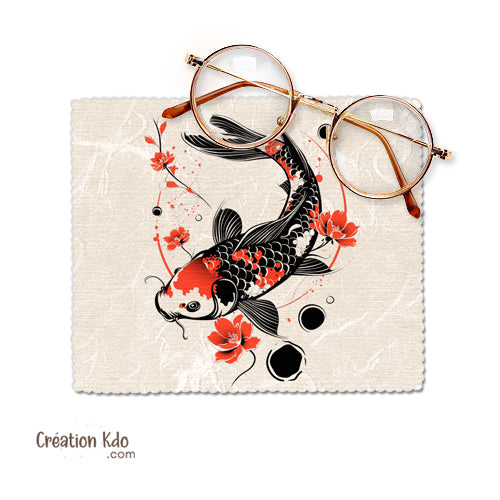 Essuie-lunette motif poisson Carpe Koï thème Japonais Chiffonnette nettoyante microfibre